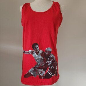 Vintage "0 To Lose" Early 00s Red & Gray Kobe & Jordan Basketball Tank. SZ Small